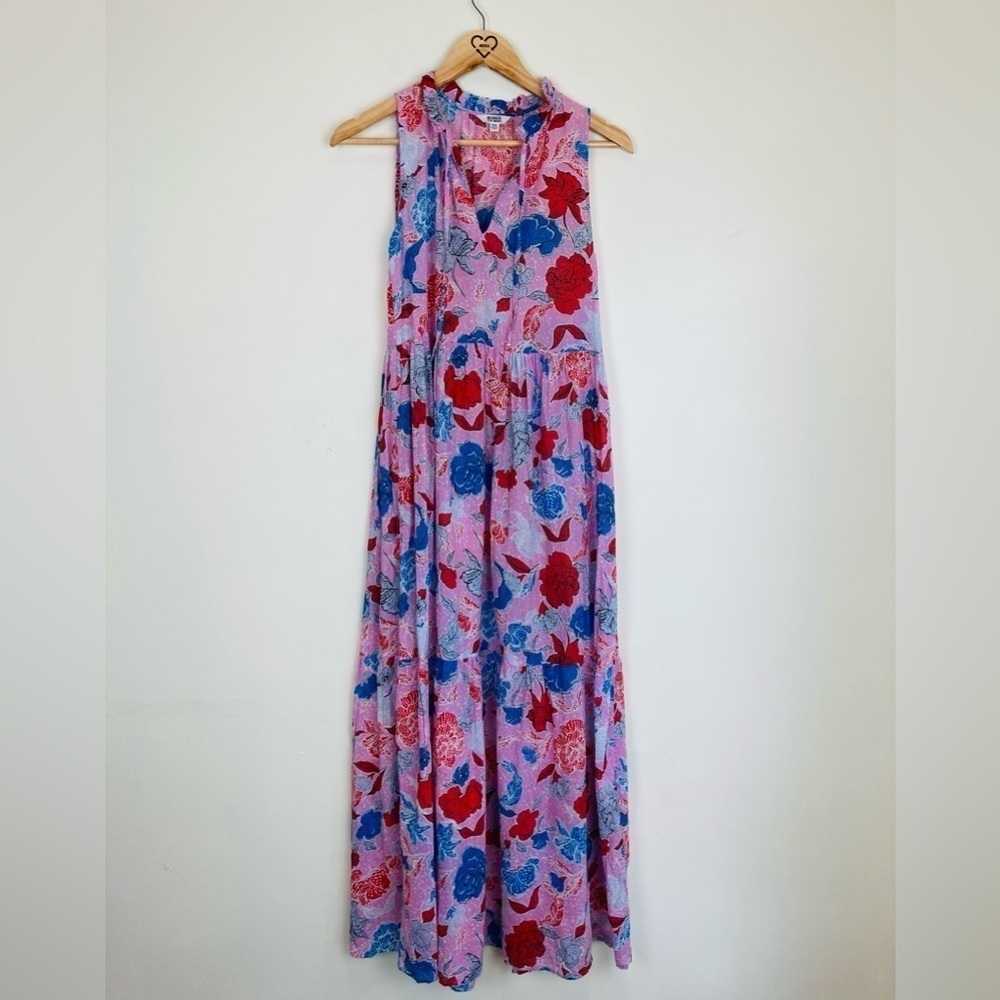 BB Dakota Steve Madden cotton floral maxi dress in pink floral. Size XS - Picture 3 of 8
